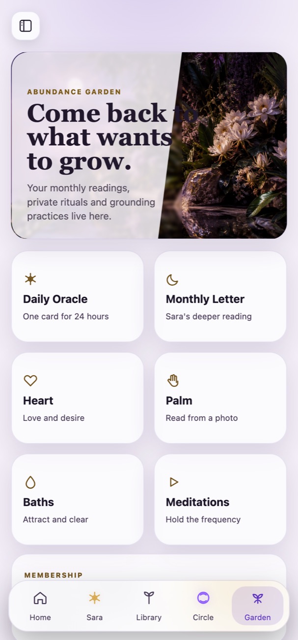 The Abundance Garden inside the app